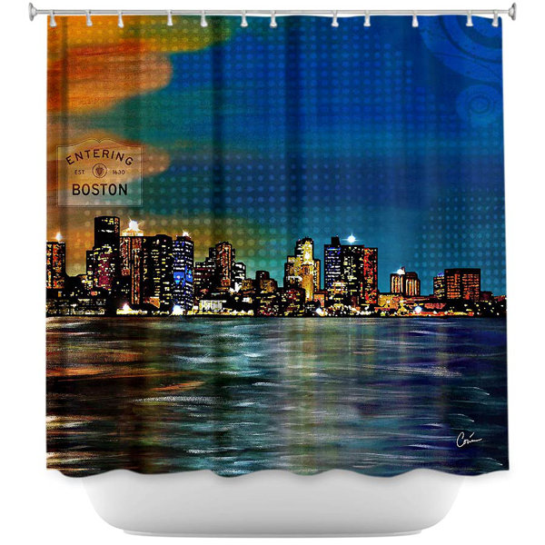 DiaNocheDesigns Boston Skyline Single Shower Curtain Wayfair